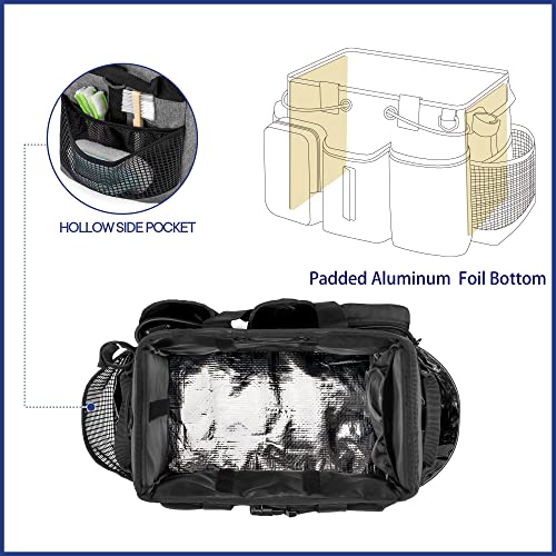 LoDrid Large Professional Cleaning Caddy with Detachable Divider, Supply Organizer with Handle and Shoulder Strap, Cleaning Bags for Housekeepers & Cleaners, Black - color: Black