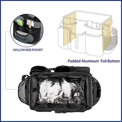 LoDrid Large Professional Cleaning Caddy with Detachable Divider, Supply Organizer with Handle and Shoulder Strap, Cleaning Bags for Housekeepers & Cleaners, Black - color: Black