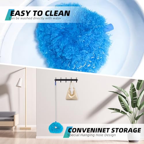 DRQ Ceiling Fan Cleaner Duster, Reusable Microfiber Duster with Extension Pole, 13 to 48 Inch Fan Blade Cleaner, Removable Dusters for Cleaning Walls Bookshelves Door Window Top (Blue) - color: Blue
