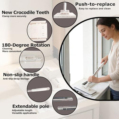 Clip-On Mini Dust Mop with Disposable Cloths - Extendable Handle Cleaning Tool for Small Spaces