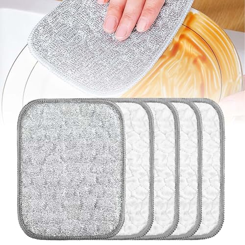 5PCS Multipurpose Wire Dishwashing Rags for Wet and Dry, Reusable Wire Miracle Cleaning Cloths, Non Scratch Wire Dishcloth for Kitchen, Sinks, Pots, Pans