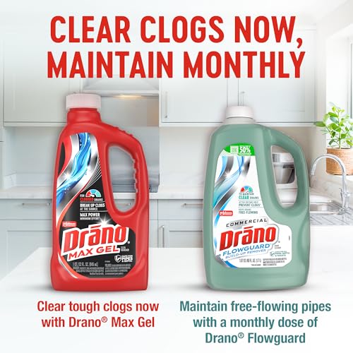 Drano Max Gel Drain Clog Remover & Cleaner, Fast-Acting to Unclog Standing Water & Remove Hair, Grease & Food Blockages, Safe for all Pipes & Septic, Kitchen Sinks, Bathroom Showers & Tubs, 32 Oz - size: 32 Fl Oz (Pack of 1)