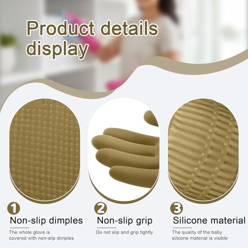 1 Pairs Household Rubber Cleaning Gloves, Long Cuff Dishwashing Gloves with Non-Slip Grip for Kitchen, Bathroom - color: Brown, size: Small