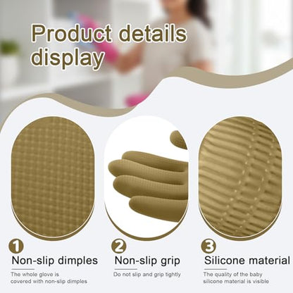 1 Pairs Household Rubber Cleaning Gloves, Long Cuff Dishwashing Gloves with Non-Slip Grip for Kitchen, Bathroom - color: Brown, size: Small