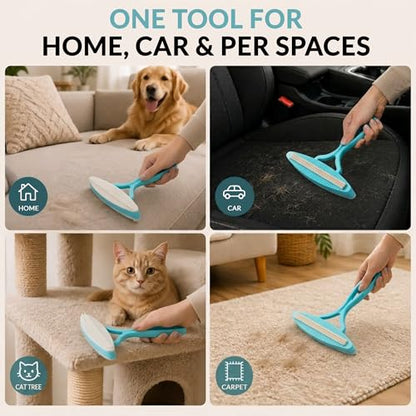 2 Pack Set Pet Hair Removal Tool – Dual-Head Copper & Plastic Scraper for Carpet, Furniture & Car, Reusable Lint Remover for Embedded Dog & Cat Hair - color: Sapphirine