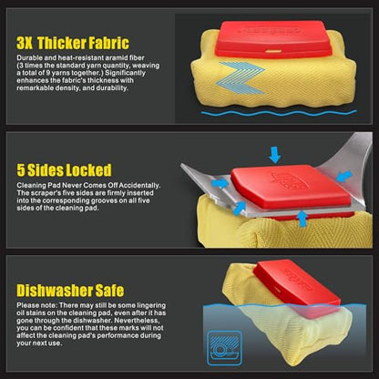 GRILLART Grill Brush Bristle Free. SteamWizards BBQ Replaceable Cleaning Head, Unique Seamless-Fit Scraper Tool for Cast Iron/Stainless-Steel Grates, Safe Barbecue Grill Cleaner-Red - color: Grill Brush & Scraper