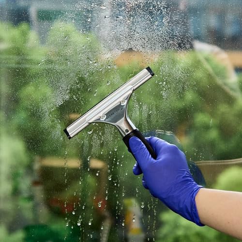 Restaurantware-Clean Tek Professional 5.91 Inch Window Squeegee, 1 Cleaning Squeegee with Rubber Blade - No-Slip Handle, Clean Mirror Or Car Windshield, Stainless Steel Wiper for Glass Door - size: 6", style: Stainless Steel, with Black Rubber Grip