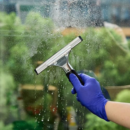 Restaurantware-Clean Tek Professional 5.91 Inch Window Squeegee, 1 Cleaning Squeegee with Rubber Blade - No-Slip Handle, Clean Mirror Or Car Windshield, Stainless Steel Wiper for Glass Door - size: 6", style: Stainless Steel, with Black Rubber Grip