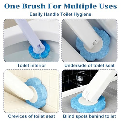 2 Pack Disposable Toilet Brush with 48 Refills, Toilet Bowl Cleaner Toilet Brush and Holder Set for Bowl Cleaners Bathroom Cleaning Bathtub