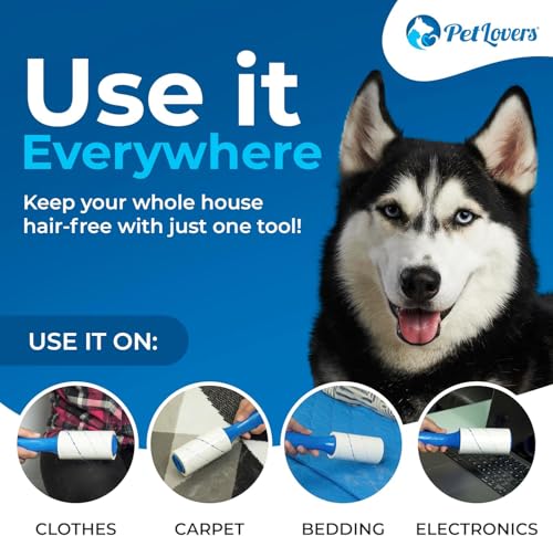 PetLovers Extra Sticky Lint Roller Mega Value Set 450 Sheets for Pet Hair Removal and Clothes, Dog and Cat Lint Remover 5 Pack - size: 5 pack