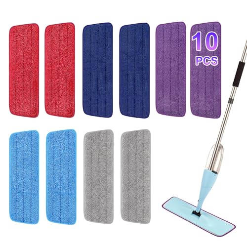 10 Pack 16.5 inch Reusable Mop Pads Microfiber Spray Mop Replacement Heads for Wet/Dry Mops Compatible with Bona Floor Care System - color: 10 Pack