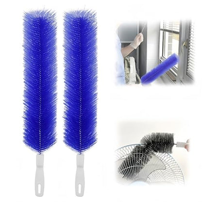 Bendable Microfiber Head, 2026 Fan Cleaner Brush Reusable Dust Remover Washable ldeal for Electric Fans Air Conditioning, Home Car Vents, Curtain (Blue 2 Pcs) - color: Blue 2 Pcs
