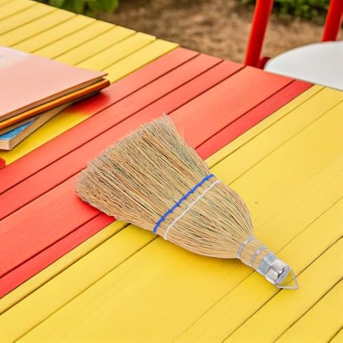 IMIKEYA Heavy Duty Outdoor Whisk Broom with Hanging Loop, Straw Cleaning Brush for Courtyard and Garage Sweeping, Portable Handheld Patio Sweeper for Leaves and Debris Removal