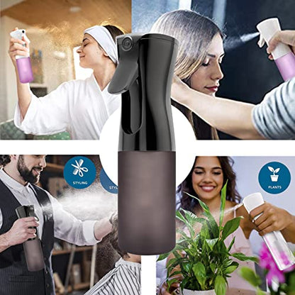 2Pcs Continuous Mist Spray Bottle – Ultra Fine Continuous Spray Bottle Hair Water Ultra Fine Mister Sprayer Propellant Free for Hairstyling, Cleaning, Plants, Misting (black)