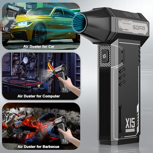 SDFM Compressed Air Duster - 180,000 RPM Electric Air Duster | with Brushless Motor, 3-Gear Adjustable Air Duster - for Keyboard, PC, Car, Air Bed, and Home Cleaning (X15)