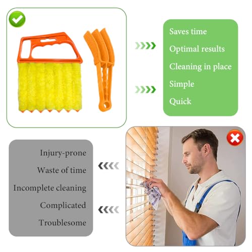 DXNQ 4 PCS Blind Cleaner Duster Tool, Window Venetian Hand-held 7 Finger Dusting Cleaner Brush, Blinds Cleaning Brush Tool for Window Shutters Air Conditioner, Car Accessories - color: 4 Pcs