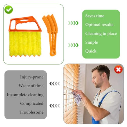 DXNQ 4 PCS Blind Cleaner Duster Tool, Window Venetian Hand-held 7 Finger Dusting Cleaner Brush, Blinds Cleaning Brush Tool for Window Shutters Air Conditioner, Car Accessories - color: 4 Pcs