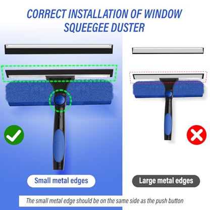 26FT High Window Washing Kit with Extension Pole, 2 in 1 Window Cleaning Squeegee Kit, Cobweb Duster with 5-20FT Telescoping Pole, High Reach Duster Kit for Outdoor, Indoor and Solar Panel Cleaning