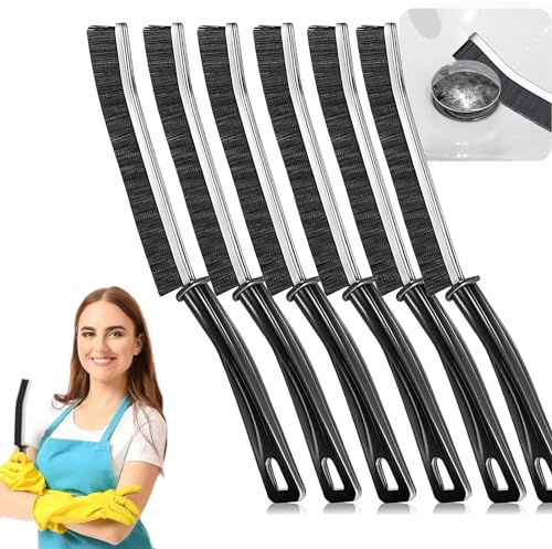 Crevice Cleaning Brush, Heavy-Duty Bristle Brushes for Compact Space Cleaning, Slim Gap Scrubbing Tool, Perfect for Kitchen Surfaces, Window Tracks, Bathroom Tiles & Faucets (BK 6 Pcs)