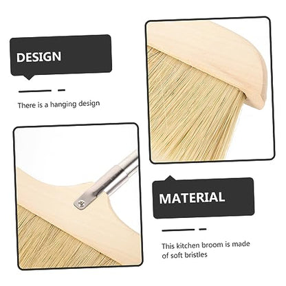 Bristle Broom Long Handle for Home Cleaning Soft Bristles for Floor and Carpet Dust Sweeper for Kitchen Living Room and Bathroom Use