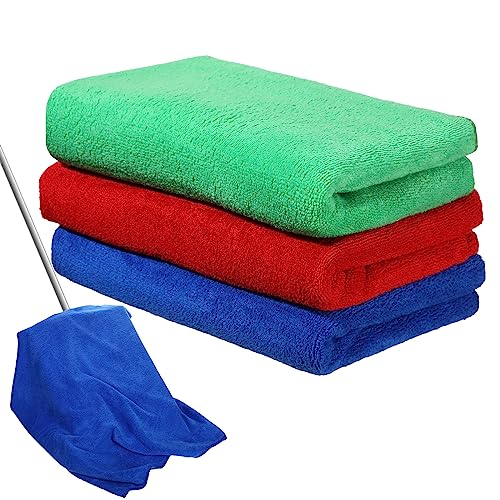 Newwiee 3 Pcs Extra Large Microfiber Cleaning Cloth 30" x 20" Washable Reusable Microfiber Towel Streak Free Lint Free Cloth for Cleaning Home Glass Office Window Bathrooms (Red,Blue,Green) - color: Red, Blue, Green