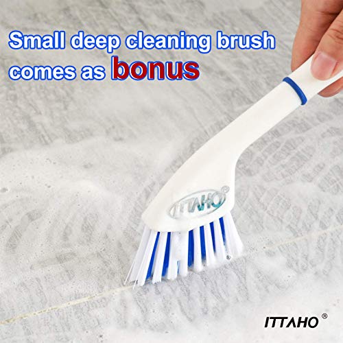Floor Scrub Brush with Long Handle, 2 in 1 Deck Scrub Brush, Stiff Bristle Scrub Broom & Cleaning Brush for Tile Floor,Deck,Patio,Marble,Garage,Wall, Kitchen,Bathroom - size: 10"