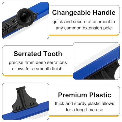 Pumtus 2 Pack Epoxy Floor Squeegees, 16 Inches Reusable Notched Squeegees with 4mm Deep Serrated Blade, Epoxy Urethane Flooring Tool for Self Leveling Cement, Urethane Epoxy Floor, Heavy Coatings