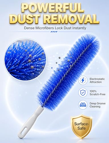 Bendable Microfiber Head, 2026 New Reusable Dust Remover, Fan Brush Cleaner Washable Ldeal, Multi Purpose Dust Removal Brush for Electric Fans Air Conditioning, Home Car Vents, Curtain (4pcs) - color: 4pcs