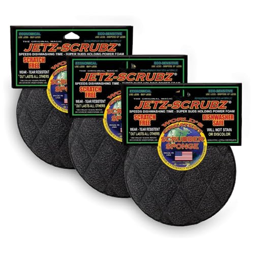 Jetz-Scrubz Scrubber Sponge, J22/3, Round, Set of 3, Made in the USA - style: Round, Set of 3