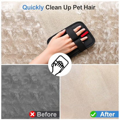 2 Pcs Static Pet Hair Remover and Scraper : Electrostatic Pet Hair Removal Gloves, Reusable Cat Dog Hair Remover Tool, Pet Hair Remover for Furniture, Carpet, Clothes, Car Seat