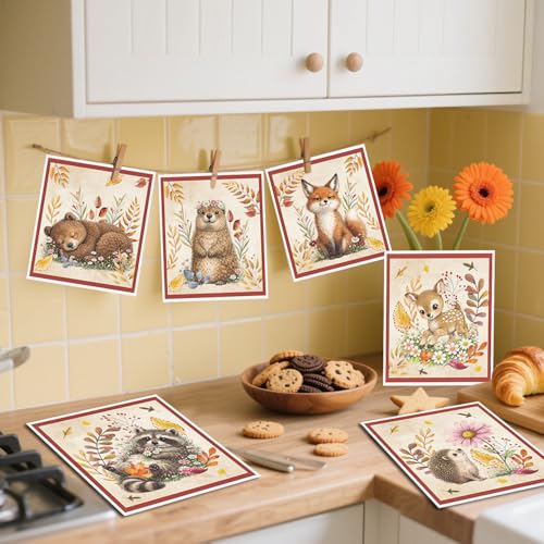 Reusable Swedish Dishcloths for Kitchen, 6PCS Cute Animals Cellulose Sponge Paper Towels Washable, Absorbent Fast Drying Swedish Dish Cloth for Home Cleaning - style: Animals