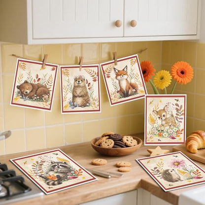 Reusable Swedish Dishcloths for Kitchen, 6PCS Cute Animals Cellulose Sponge Paper Towels Washable, Absorbent Fast Drying Swedish Dish Cloth for Home Cleaning - style: Animals