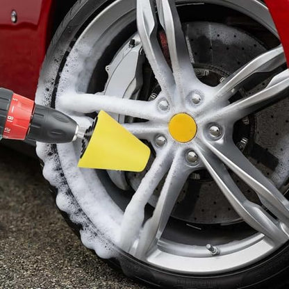 Linkstyle 8PCS Wheel Polishing Pads Kit for Drill, Foam Buffing Cone, Sponge Polishing Ball, with 1/4" Hex Extension Holder & Cleaning Brush for Car Rim, Wheel Hub, Motorcycle, Aluminum,Metal - style: Cone & Ball_8PCS