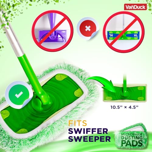 VanDuck Floor Duster Refill Compatible with Swiffer Sweeper (2 Pack) - Microfiber Pet Heavy Duty Dry Cloth Refills - Reusable Mop Pad - color: Dry Duster, size: 2 Count (Pack of 1)