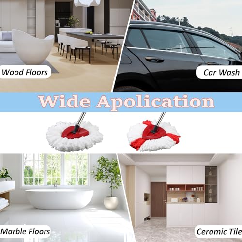 3 Pack Mop Refill Replace Heads Compatible with O-Cedar Easywring Spin Mop Head Replacement Refills for Ocedar, Microfiber Refills, Triangle Head Cover Base, Machine Washable and Easy-to-Replace