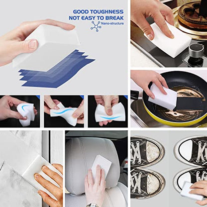 10Pack Melamine Sponges for Multi-Purpose Cleaning - Tough, Durable Magic Sponge Erasers for Use on Sinks, Kitchen, Bathrooms, Walls, Floors, Bathtubs, Shoes, Furniture, Cars - Won't Rip Easily. - color: 10pc
