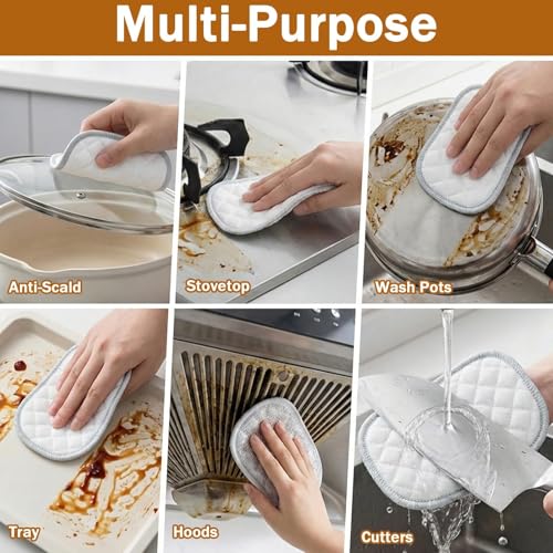 Double Side Non Scratch Wire Dishcloth, 4 Pcs Multipurpose Wire Dishwashing Rags, Wires Mesh Cleaning Cloth for Wet and Dry Cleaning, Reusable Metal Wash Cloth for Kitchen, Pots, Pans, Stove, Sinks