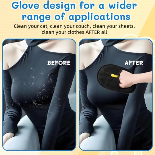 2PCS Pet Hair Removal Gloves, Reusable Double Sided Electrostatic Pet Hair Remover Gloves, Washable Dog & Cat Grooming Gloves for Furniture, Bed, Sheets, Couch, Clothes, Carpet and Car Seat