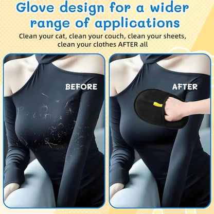 2PCS Pet Hair Removal Gloves, Reusable Double Sided Electrostatic Pet Hair Remover Gloves, Washable Dog & Cat Grooming Gloves for Furniture, Bed, Sheets, Couch, Clothes, Carpet and Car Seat
