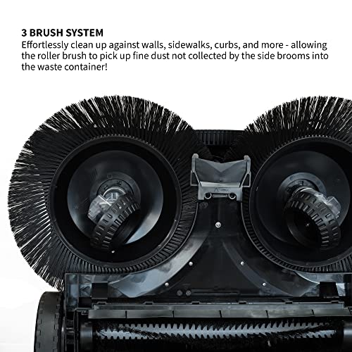 30" Battery Powered Push Sweeper with Triple Power Brooms Electric Drive and Dust Suppression (30" Sweeper)