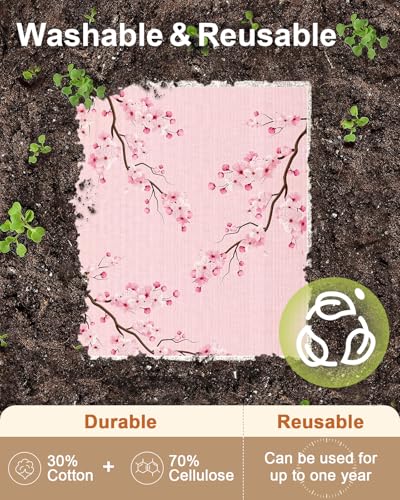 Miss Adola Swedish Dishcloths for Kitchen with Hooks - Reusable Dish Cloths for Washing Dishes Fast Drying Cute Fun 5 Pack Swedish Dish Towels Washable Cleaning Sponge, Elegant Flowers - color: Elegant Flowers
