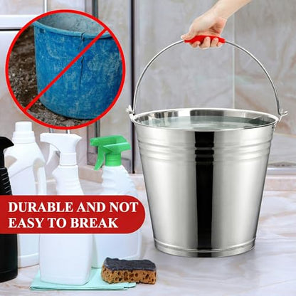 Nicunom 3 Pack 4 Gallon Metal Bucket Pail Container with Handle, Heavy Duty All Purpose Pails Food Grade Steel Buckets for for Outdoor and Household