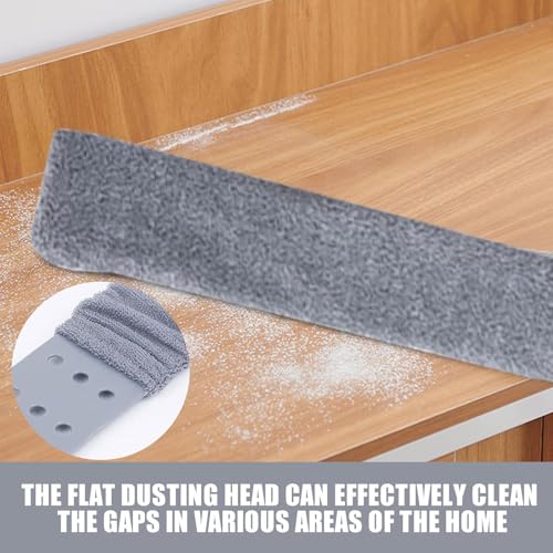 Retractable Gaps Dust Cleaner, Microfiber Duster Dust Brush with Extension Pole, Flat Duster with Dusting Cloths, for Cleaning Under Appliances, Furniture, Couch, Fridge