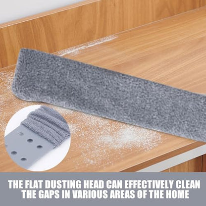 Retractable Gaps Dust Cleaner, Microfiber Duster Dust Brush with Extension Pole, Flat Duster with Dusting Cloths, for Cleaning Under Appliances, Furniture, Couch, Fridge