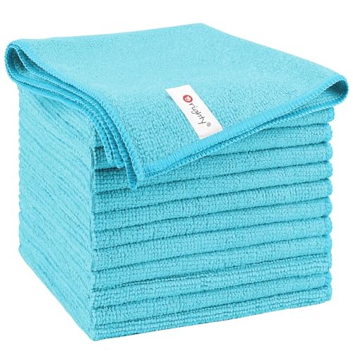 Orighty Microfiber Cleaning Cloth, 12 Pack Microfiber Towels for Cars, Highly Absorbent Car Cleaning Supplies, Lint Free Cloths Clean Rags for Car Care, House, Kitchen, 12x11 inch, Blue - color: Blue, size: Pack of 12
