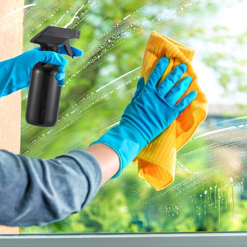 Norme 24 Pcs Glass Spray Bottles with Funnels and Labels 8 oz Refillable Cosmetic Empty Spray Containers with Trigger Squirt Containers for Essential Oil Cleaning Solutions(Black) - color: Black