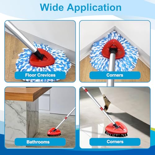Mop Head Replacement for O Cedar, Spin Mop Replacement Head for O Cedar RinseClean 2 Tank System, Mop Heads Includeds 6 Mop Replacement Heads, 1 Spin Scrub Brush & 1 Base, Blue - color: Blue