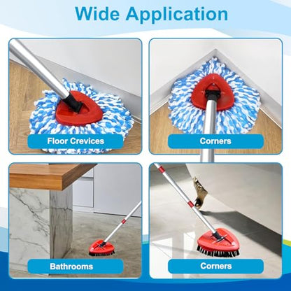 Mop Head Replacement for O Cedar, Spin Mop Replacement Head for O Cedar RinseClean 2 Tank System, Mop Heads Includeds 6 Mop Replacement Heads, 1 Spin Scrub Brush & 1 Base, Blue - color: Blue