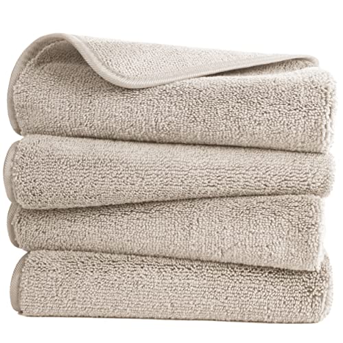 POLYTE Quick Dry Lint Free Microfiber Hand Towel, 16 x 30 in, Set of 4 (Beige) - color: Beige