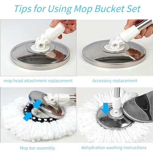 Spin Mop Replacement Handle 360 Degree Spin Mop Pole Handle Replacement Rotating Telescopic Stick for Head Replace Spinning Household Cleaning Accessories for Home